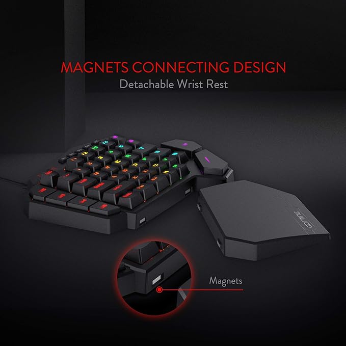Redragon K585 DITI Wired One-Handed RGB Mechanical Gaming Keyboard, 42 Keys Type-C Professional Gaming Keypad w/Upgraded Hot-Swappable Socket, 7 Onboard Macro Keys & Detachable Wrist Rest