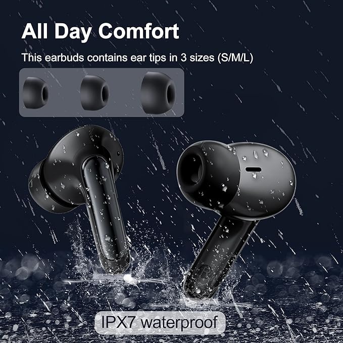 Earbuds, Wireless Earbuds 2026 Bluetooth 5.3 Headphones, 56Hrs Hi-Fi Stereo Deep Bass Earphones with 4 ENC Noise Cancelling Headphones Mics, IPX7 Waterproof Ear Buds for iPhone Android Phones Laptop