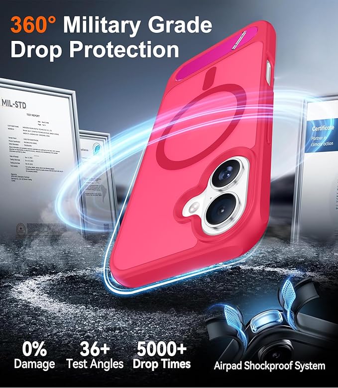 Magnetic Compatible with iPhone 16 Plus Case, [Built-in Invisible Kickstand][Compatible with MagSafe][Military Grade Shockproof] Slim Translucent Matte Phone Case for iPhone 16 Plus 6.7"