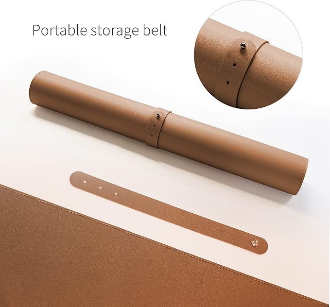 RENMTURE Dual-Sided Mouse Pad, Natural Cork & PU Leather Large Desk Pad for Office and Home Work, Desk Protector Non-Slip, Waterproof, Easy Clean (Brown, 32"x16")