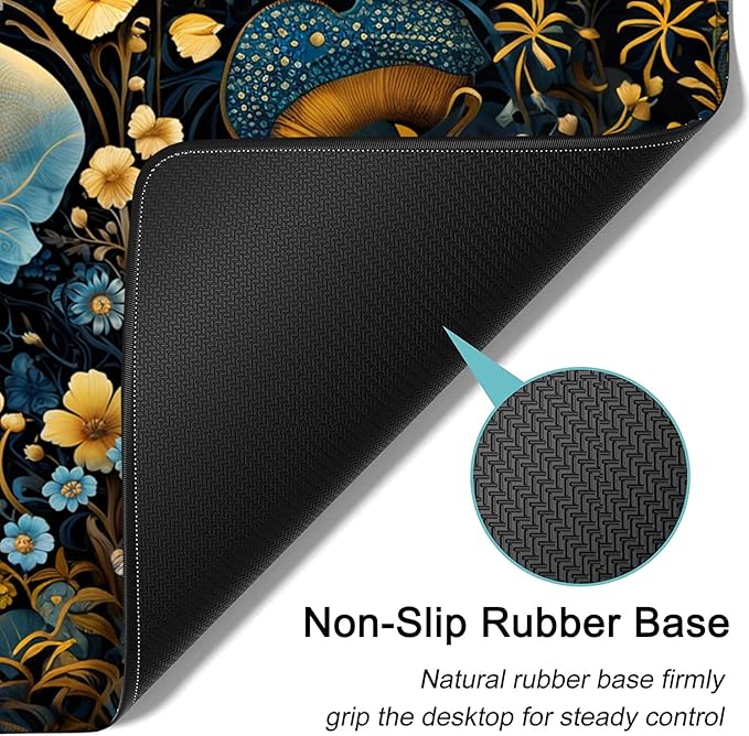 Large Mouse Pad, 31.5 x 11.8in Extended Gaming Mouse Pad with Stitched Edges, XXL Mousepad Protector Non Slip Rubber Base for Office Home Writing Mat,Flowers Ornate Elephant Pattern Black Desk Mat