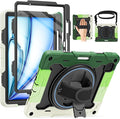 for Air 11 inch Case M3 2025 / M2 2024, Air 7th/6th Generation-with HD Screen Protector, 360 Rotating Kickstand/Hand Strap, Shoulder Strap, Pen Holder, Heavy Duty Military Grade- Kids Friendly
