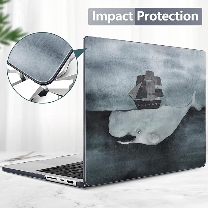Batianda for MacBook Pro 14 Inch Case 2026-2021 Release M5 M4 M3 M2 M1 Pro/Max, 1.2mm Slim Graphic Hard Shell Cover with Keyboard Cover, Screen Protector 4-in-1 Bundle, Navy Flowers