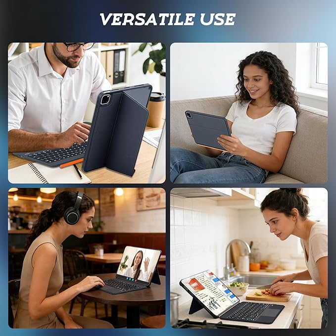 FanGoFast for iPad Case with Keyboard 11 Inch A16 10th Gen, Magnetic Detachable Keyboard Case Adjustable Stand, Backlit Keys with Touchpad (Gray, for iPad 11/10/Air 5/4/11"(M2/M3) Pro 11" 4/3/2/1)