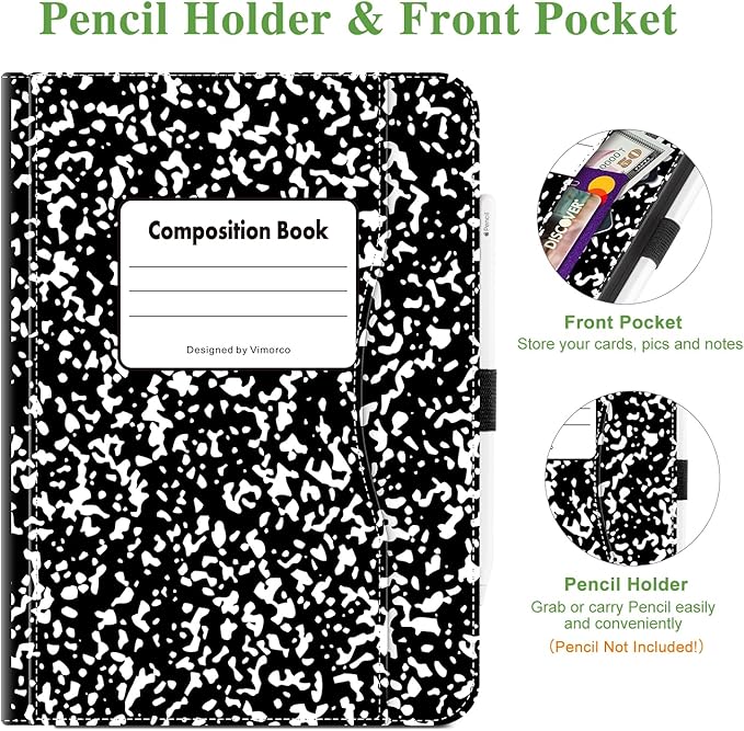 Vimorco for iPad Pro 13 Inch Case M5/M4 2025/2024 Black Notebook, for iPad 13 Pro Case Pencil Holder/Hand Strap/Pocket/Screen Protection Band, for iPad Pro 13 Cases Cover