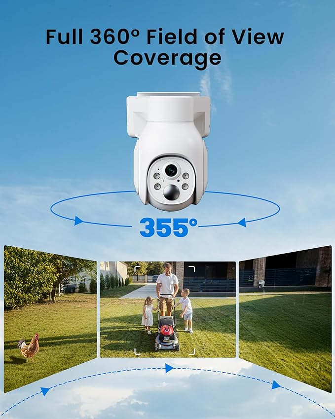 Camcamp 4MP Battery Powered WiFi Camera with Solar Panel, Spotlight, PTZ, 2-Way Audio, Smart Human Detection, Cannot Work Alone, Only Compatible SC23 Solar Security Camera System