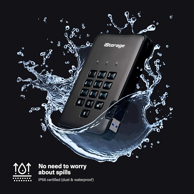 iStorage diskAshur PRO2 HDD 5TB | Secure Portable Hard Drive | FIPS Level 3 certified | Password Protected | Dust/Water-Resistant | Hardware encryption