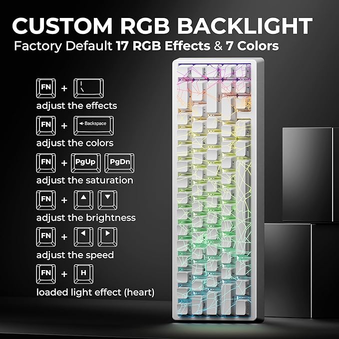 HITIME x XVX M67 Wireless 60% Percent Keyboard, QMK/VIA Gaming Keyboard, Tri-Mode Thocky Creamy Mechanical Key Board, Hot Swappable Gasket Mount RGB IMD Tech for Win/Mac, Spider Web Theme, White