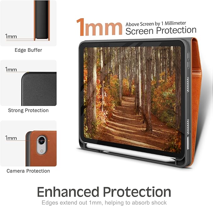 KingBlanc for iPad mini 7 (A17 Pro) Case, iPad mini 7th/6th Generation Case (2024/2021 8.3-inch) with Pencil Holder, PU Leather Stand Cover, Auto Sleep/Wake, Multi-Angle for Viewing/Typing, Brown