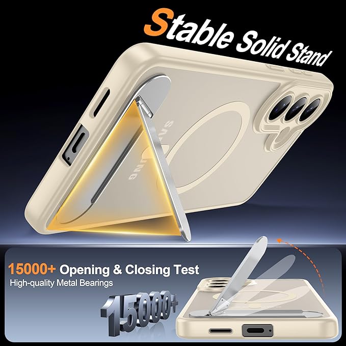 Magnetic for Samsung Galaxy S26+ Plus Case, [Compatible with MagSafe][Full Camera Protection][Built-in Invisible Kickstand] Translucent Matte Phone Case for S26 Plus 6.7" - White