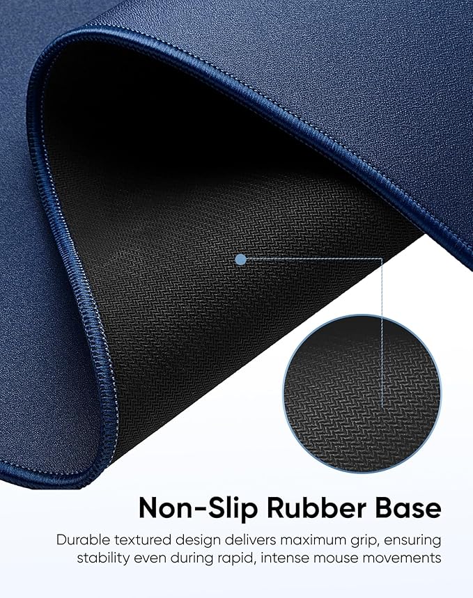 Reniteco Waterproof Large Gaming Mouse Pad with Durable Stitched Edges, Non-Slip Rubber Base, Grainy Jacquard Mouse Mat Desk Pad for Home Office Gaming, 35.4''x15.7''x0.12'', Matte Gray