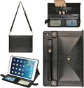 Handbag Case for Apple iPad 5/iPad 6 9.7", iPad Air 1st/2nd Generation Cases, Techcircle Folio Stand Crossbody Wallet Case with Pencil Holder, Hand Strap & Shoulder Strap Soft Protective Cover, Black