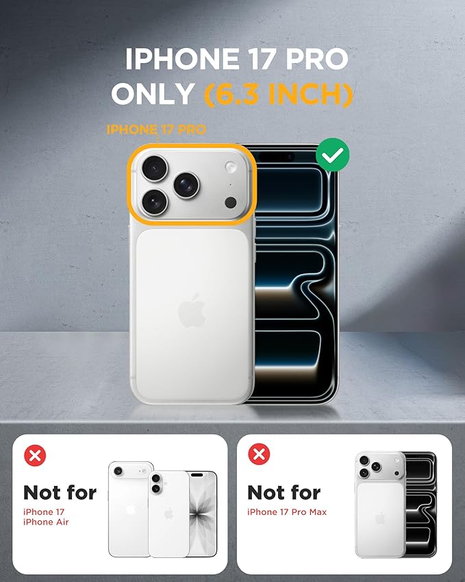 Miracase Magnetic for iPhone 17 Pro Case 6.3" [Compatible with MagSafe] Full-Body Phone Case with Built-in Glass Screen Protector & Camera Control,Drop Proof iPhone 17 Pro Cover, Orange