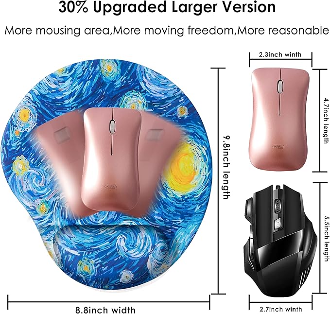 Ergonomic Mouse Pad with Wrist Support,Cute Mouse Pads with Wrist Rest,Comfortable Mouse Pad for Home Office Gaming Working Computers Laptop,Pain Relief with Non-Slip PU Base (Starry Night)
