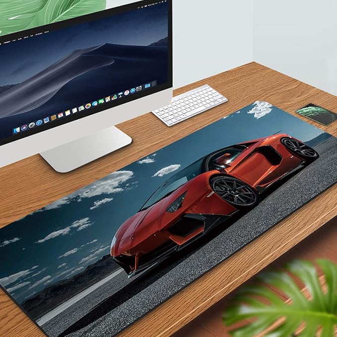 31.5x11.8 Inch Non-Slip Long Extended Large Gaming Mouse Pad with Stitched Edges XL Laptops Keyboard Mouse Mat(Lambo)