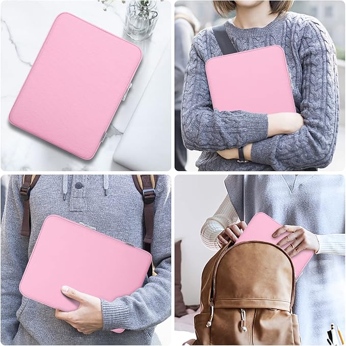MoKo 9-11 Inch Tablet Sleeve Bag Carrying Case Fits New 11inch iPad Air M4, iPad A16 2025, iPad Pro 11 M4, Air 5/4/3, iPad 10/9/8th Gen, Tab S8/S9 11", Tablet Carrying Case, Pink