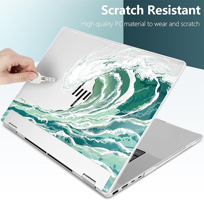Premium Crystal Clear Case for HP Envy x360 16-inch 2-in-1 Laptop 2024 Release, Creative Patterns Ultra-Slim Lightweight Scratch-Resistant Hard Shell with Professional Protection, Wave