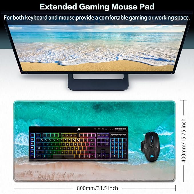 Canjoy Gaming Mouse Pad, Large Extended Mouse Pad Big Computer Mousepad for Home Office Gaming Work 31.5x15.7inch