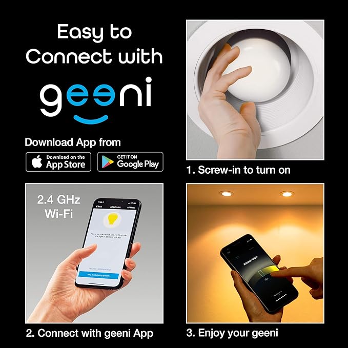 Geeni LUX DROP Wi-Fi LED Light Bulb, Tunable White (2700K-6500K), 1-Pack – Dimmable BR30 Bulb, 65-Watt Equivalent – No Hub Required – Works with Amazon Alexa, Google Assistant
