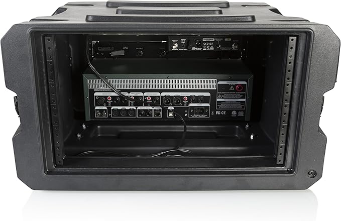 Gator Cases Pro Series 6U Rolling Rack Case with 19" Depth, Tow Handle & Recessed Wheels, Roto Molded Made in USA (G-PROR-6U-19)