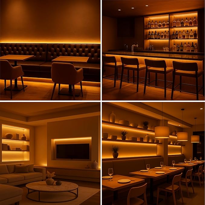 Candlelight COB LED Strip Lights 2400K, 5W/FT, 16.4FT 24V LED Tape Light with 3M VHB Backing, CRI 95, UL Listed, Cuttable, Dimmable, Bendable for Bars, Restaurants, Relaxing (NO Power Supply)