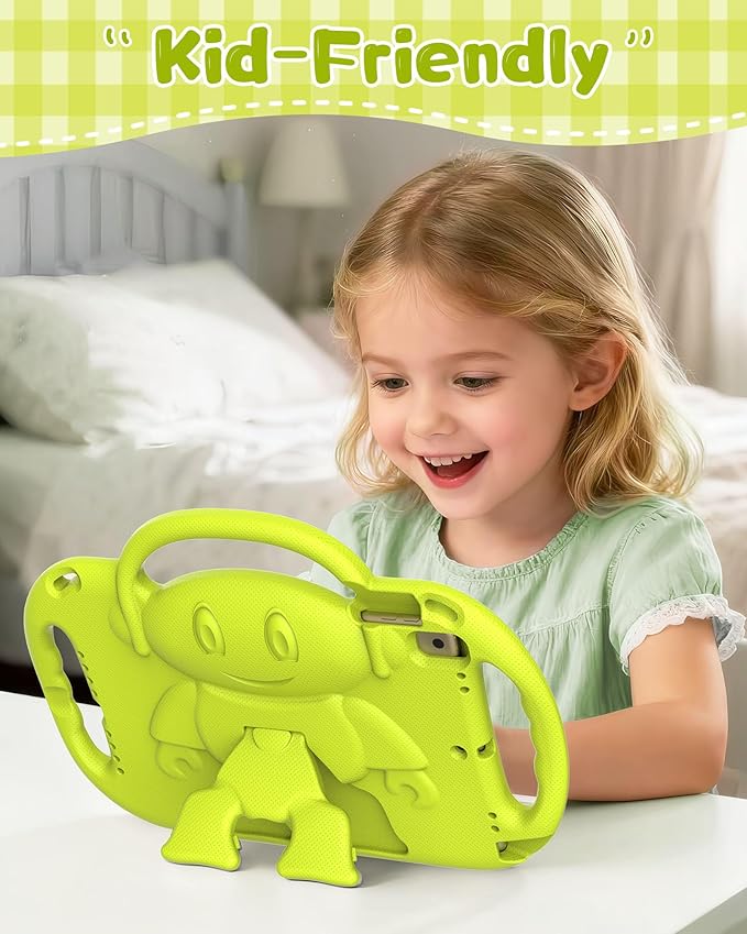 Kids Case for iPad 9th/8th/7th Generation (10.2 inch,2021/2020/2019), Kids Case for iPad Air 3rd Gen 10.5"/Pro 10.5, Durable Shockproof Cover with Shoulder Strap/Handle/Kickstand, Light Yellow