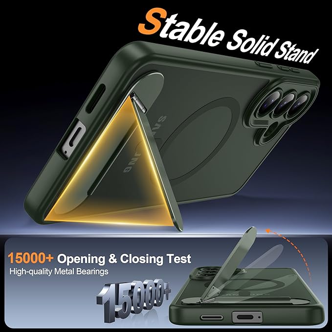 Magnetic for Samsung Galaxy S26+ Plus Case, [Compatible with MagSafe][Full Camera Protection][Built-in Invisible Kickstand] Translucent Matte Phone Case for S26 Plus 6.7" - Green