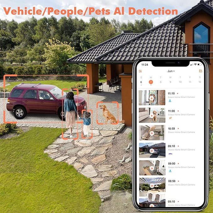 Dzees Upgrade Solar Camera Security Outdoor Wireless, Wireless Outdoor Security Cameras with Solar Panel, 2K Color Night Vision, Spotlight/Alarm, AI Detection, 2-Way Talk, IP66 Waterproof