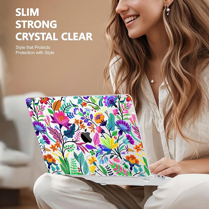 May Chen for MacBook Pro 16 inch A2141 2020 2019, Plastic Pattern Hard Shell Case Screen Protector & Keyboard Cover for MacBook Pro 16-inch, Colorful Flowers and Tropic Leaves