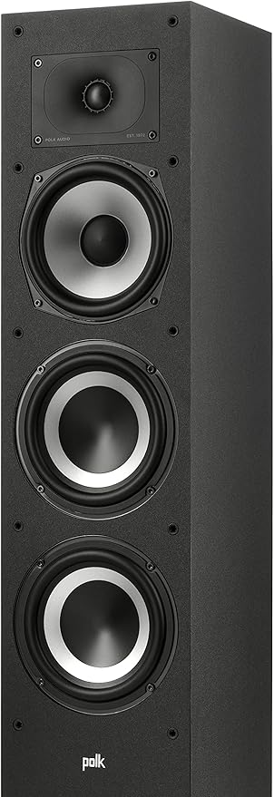 Polk Monitor XT60 Tower Speaker - Hi-Res Audio Certified, Dolby Atmos, DTS:X & Auro 3D Compatible, 1" Tweeter, 6.5" Dynamically Balanced Woofer, (2) 6.5" Passive Radiators (Single, Midnight Black)