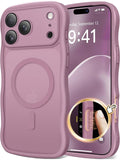 CAPRARO Magnetic for iPhone 17 Pro Max Case for Women Girls, Upgraded [Full Camera Protection] [Compatible with MagSafe] Cute Wave Translucent Matte Phone Case for iPhone 17 Pro Max, Clear Currant