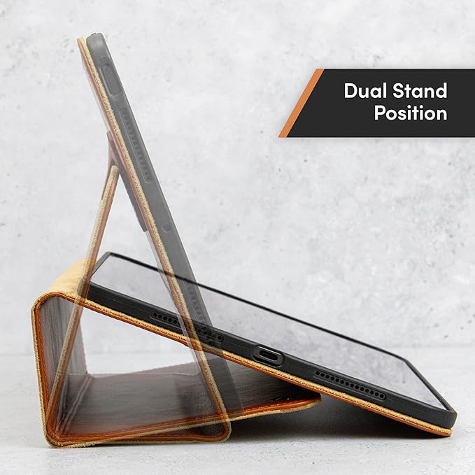Casemade Real Leather Case Compatible with iPad Pro 11” M5 (2025)/M4 (2024) - Full-Grain Leather Cover, Auto Sleep/Wake, Dual Stand Position (Tan)