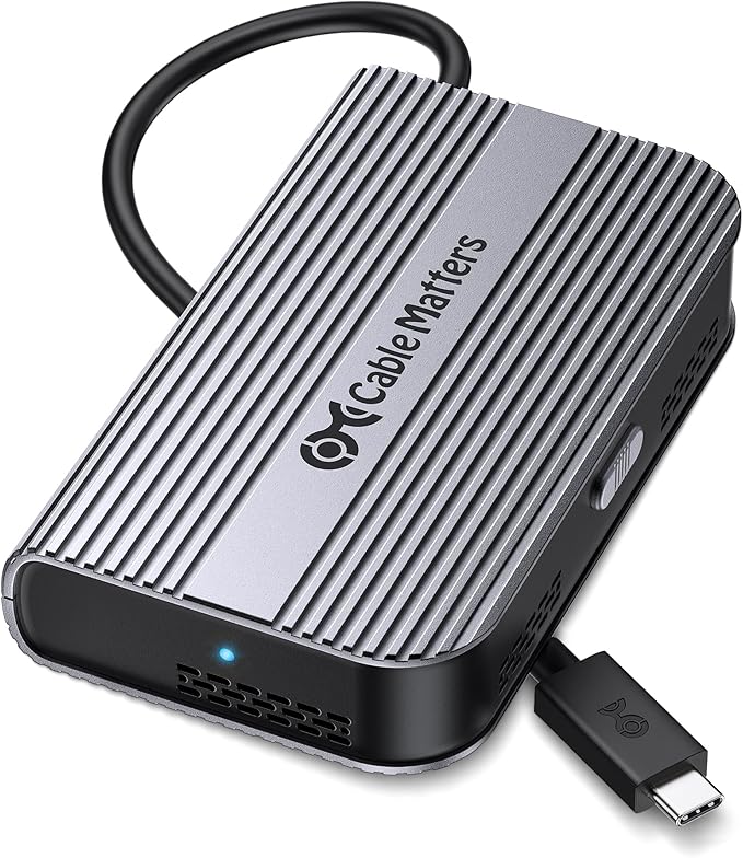 Cable Matters 40Gbps Portable USB4 / Thunderbolt 4 SSD Enclosure for M.2 NVMe SSD - Up to Read:3800MB/s, Write:3600MB/s, NVMe Enclosure, Tool-Free, Intelligent Cooling, Thunderbolt 4/5 Compatible