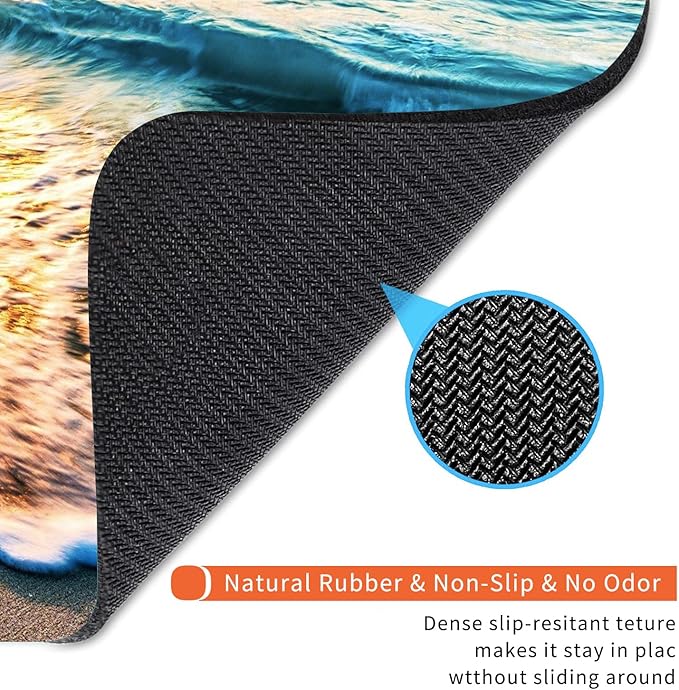 Square Mouse Pad Beach Sunset, Personalized Premium-Textured Custom Mouse Mat Design, Washable Mousepad Cloth, Non-Slip Rubber Base Computer Mouse Pads for Wireless Mouse