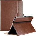 ProCase for iPad 9th/ 8th/ 7th Generation Case 10.2 Inch 2021/2020/2019, iPad 10.2 PU Leather Case Business Stand Cover Smart Folio with Hand Strap Front Pocket Pen Loop -Brown