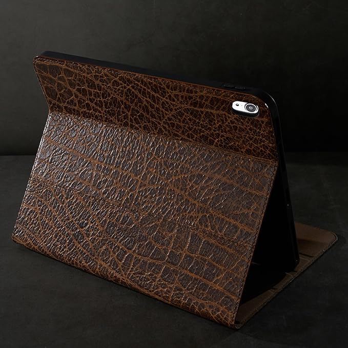 Gexmil Genuine Leather Case for iPad mini 7 (A17 Pro) 2024,iPad mini 6 Generation 8.3 Inch Case 2021, Anti Fingerprint/Slip,Cowhide Folio Cover Auto Sleep/Wake with Adjustable Stand,Buffalo Pattern