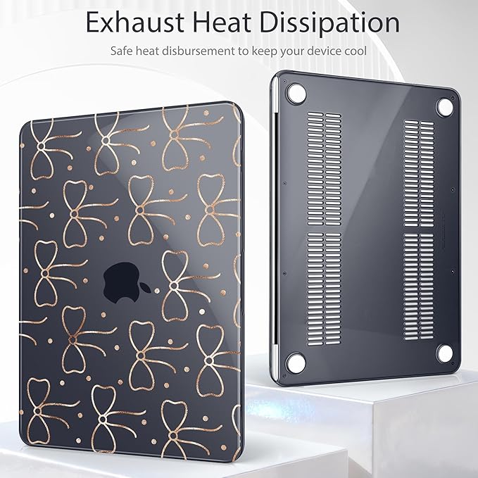 Tuiklol for 2026 MacBook Neo 13 Inch A18 Pro Chip Case, (Model A3404) Anti-Scratch Anti-Drop Slim Hard PC Shell Case with Shockproof Protective MacBook Neo Laptop Cover, Gold Bow