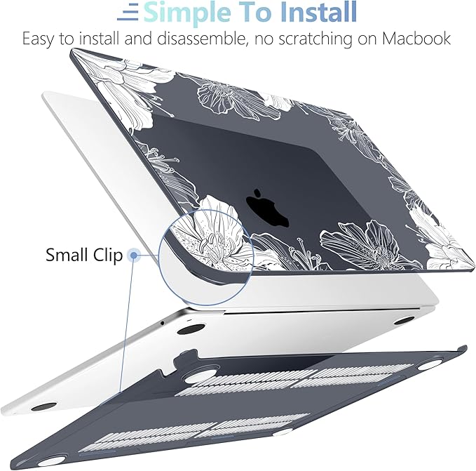 MEEgoodo Case for M5/M4/M3/M2 MacBook Air 15 inch Case 2026 2025 2024 2023, Laptop Shell Fit Model (A3448/A3241/A3114/A2941) for MacBook Air 15.3-inch, Lily Floral