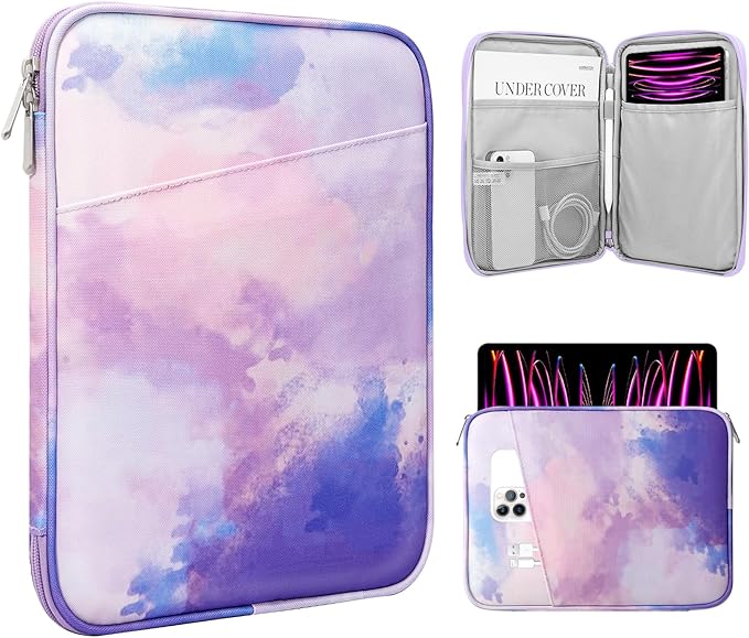 TiMOVO 13 Inch Tablet Sleeve with Pocket for iPad Air 13" M3 2025, iPad Pro 13"/12.9", Galaxy Tab S9/S10 Plus/S9 FE+ 12.4", Remarkable Paper Pro 11.8", Watercolor Purple