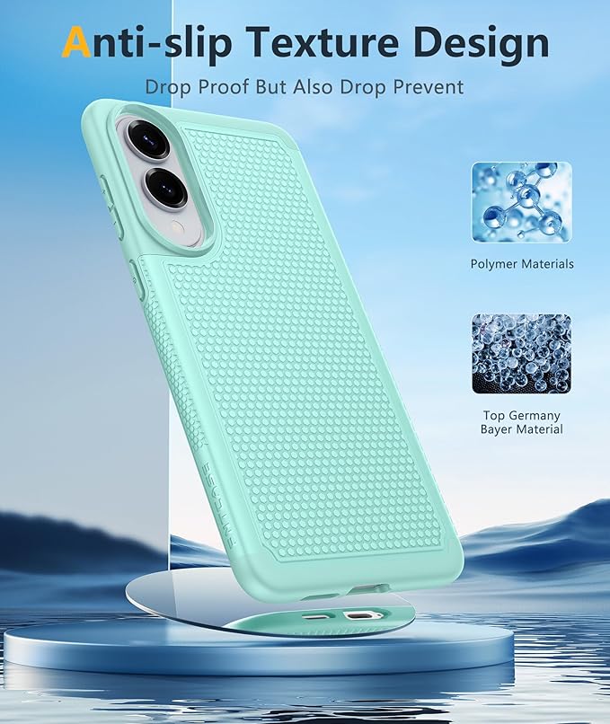 FNTCASE for Samsung Galaxy S25-Edge Case: Lightweight Cell Phone Cover Military Grade Drop Protection with Non Slip Textured Back | Rugged Shockproof Protective Bumper Cases(Mint Green)