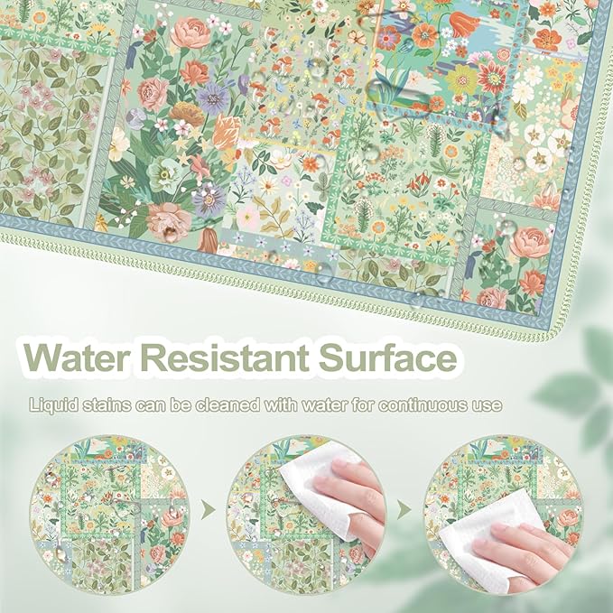 iCasso Green Large Mouse Pad, Gaming Mat, Desk Matt for Desktop, Floral Desk Pad Mat, Anti-Slip XXL Big Mousepad with Stitched Edges for Computer