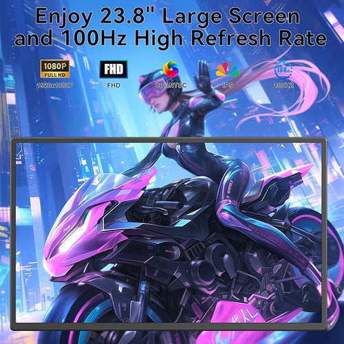 Portable Monitor, 24 inch 1080P FHD 100Hz Laptop Screen Extender, Large Gaming Monitor IPS Display for Laptop, Desktop, MacBook, PS4/5 with Kickstand VESA Compatible