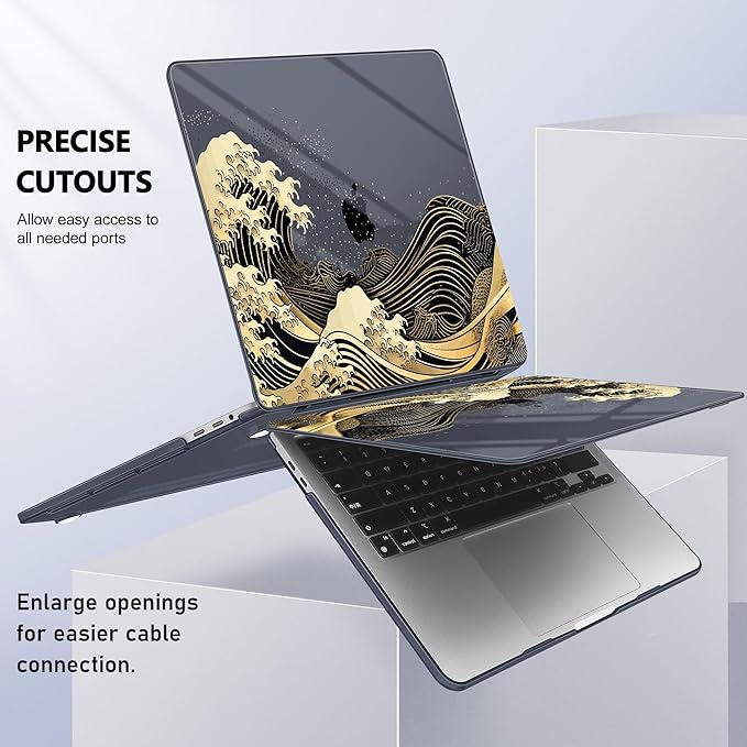 May Chen Compatible with MacBook Pro 16 inch Case 2020 2019 Release A2141 with Touch Bar & Touch ID, Plastic Hard Shell Case with Keyboard Cover + Screen Protector, Sea Wave P174