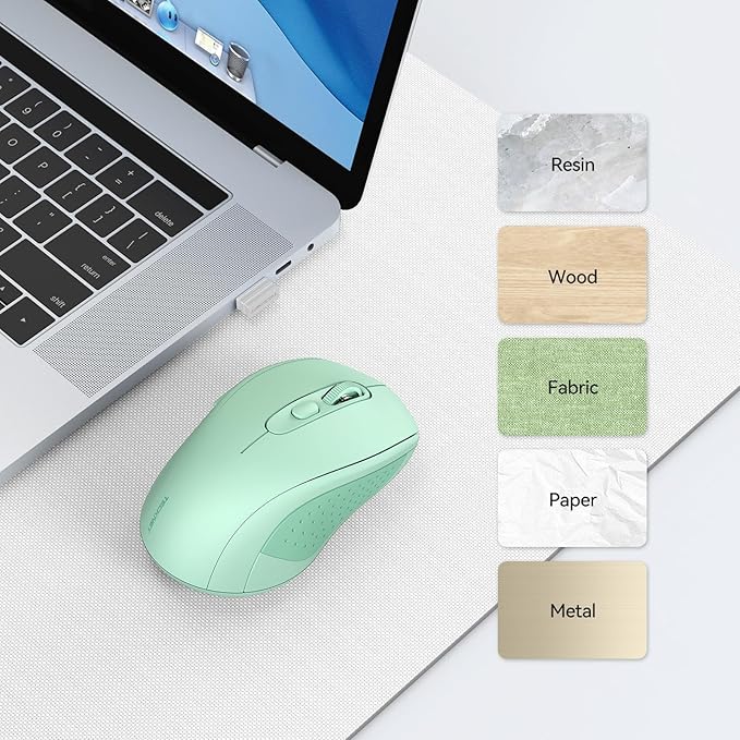 TECKNET Bluetooth Mouse, 4000DPI Wireless Mice for Laptop 2-in-1(BT 5.0/3.0+2.4Ghz) Computer Portable PC Mouse Wireless with USB Receiver for Mac (USB-A+Bluetooth, Green)