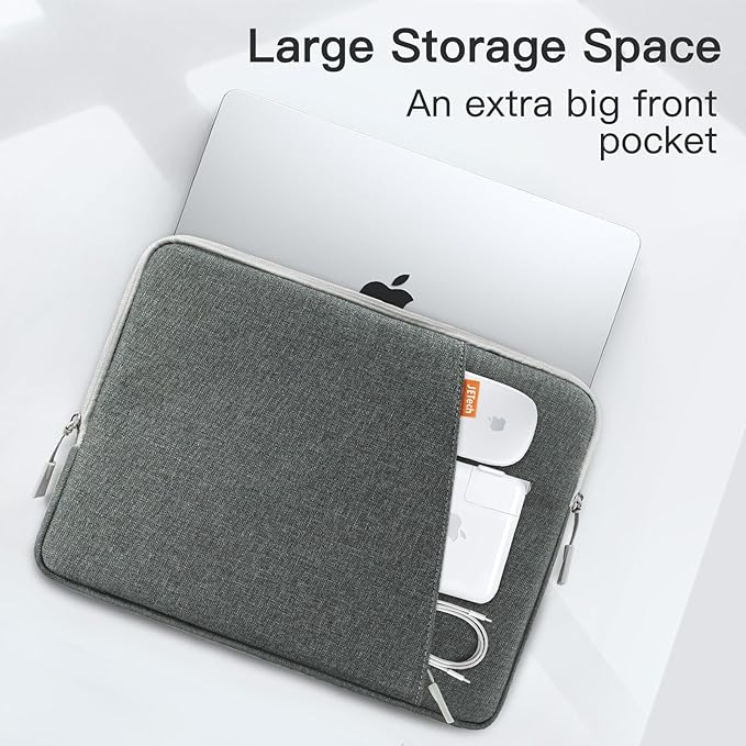 JETech Laptop Sleeve for 13-14Inch MacBook Neo (A18 Pro), MacBook Air/Pro (M1-M5) 2020-2026, 13-13.6 Inch Notebook, Waterproof Shock Resistant Bag Case with Accessory Pocket (Grey)