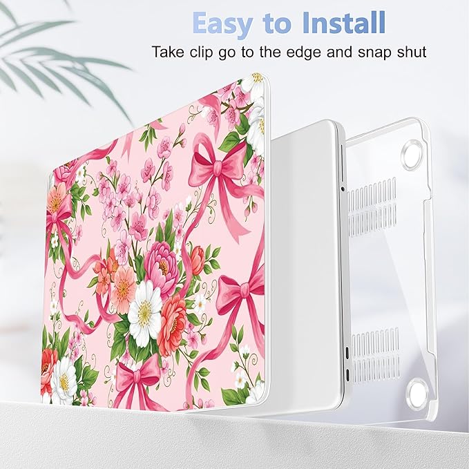 Tuiklol for 2026 MacBook Neo 13 Inch A18 Pro Chip Case, (Model A3404) Anti-Scratch Anti-Drop Slim Hard PC Shell Case with Shockproof Protective MacBook Neo Laptop Cover, Flower with Bow