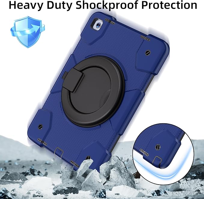 Andnary Case for Samsung Galaxy Tab A9+/A9 Plus Case 11 Inch with Screen Protector/360° Rotating Stand/Pen Holder/Shoulder Strap, Shockproof Cover for Tablet A9+ 5g (Navy+Black)