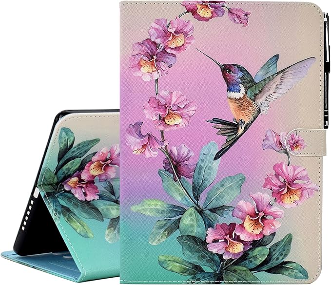 for iPad 9.7 inch Case iPad 6th/5th Generation Case 2018 2017, PU Leather Folio Stand Cute Cover for iPad 9.7 inch/iPad Pro 9.7/iPad Air 2/iPad Air 1, Auto Sleep/Wake, Hummingbird