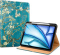 VIKESI Case for iPad Air 13 inch (M4) 2026 / (M3) 2025 / (M2) 2024,Premium Leather Folio,Apple Pencil Holder,Auto Sleep/Wake,Stand Cover - Almond Blossoms