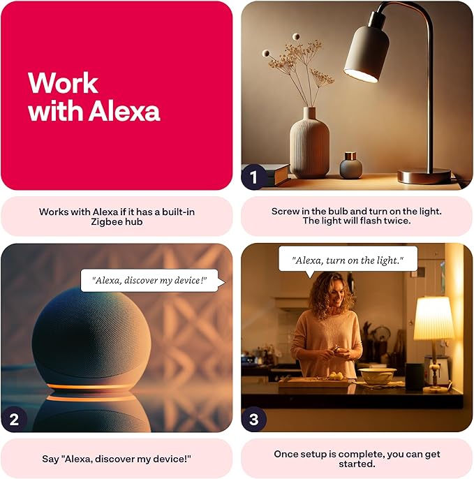 innr Zigbee A19 Smart Bulb, Works with Hue*, Alexa, SmartThings, White & Color, 40% More Brightness, E26 LED Color Changing Light Bulb, Dimmable, 1100 Lumen, 4-Pack